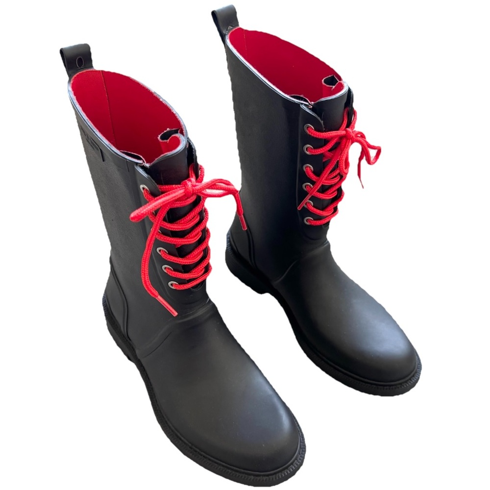 RAG & BONE ANSEL LACE UP RAIN BOOTS SIZE 37/7 TRENDY MODERN CHIC - Picture 1 of 8
